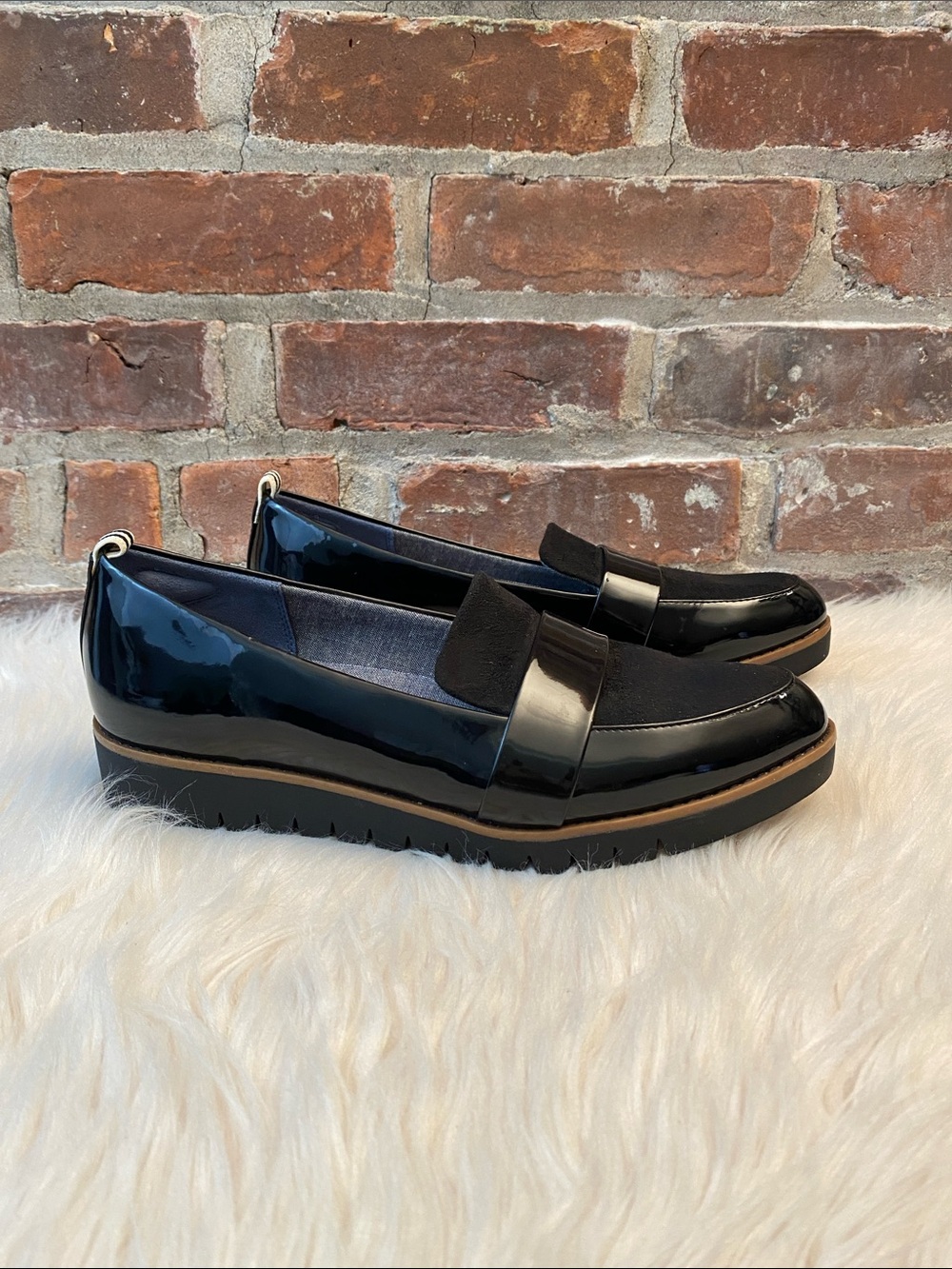 Dr. Scholl's Imagined Black Patent Leather Loafers, Size 9.5M